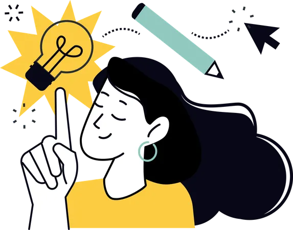 Woman Developer thinking about web design  Illustration