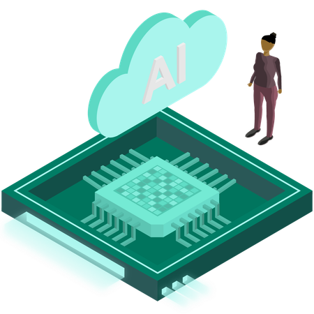 Woman developing AI chip technology  Illustration