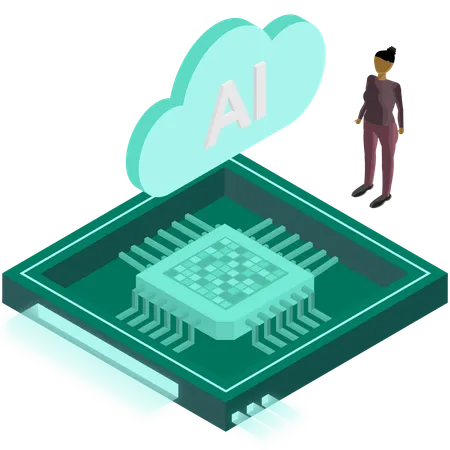 Woman developing AI chip technology  Illustration