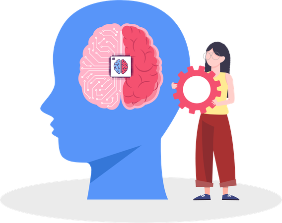 Woman developing Artificial brain  Illustration