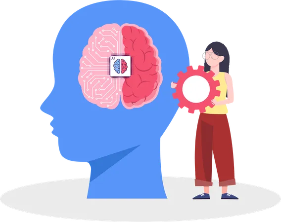 Woman developing Artificial brain  Illustration