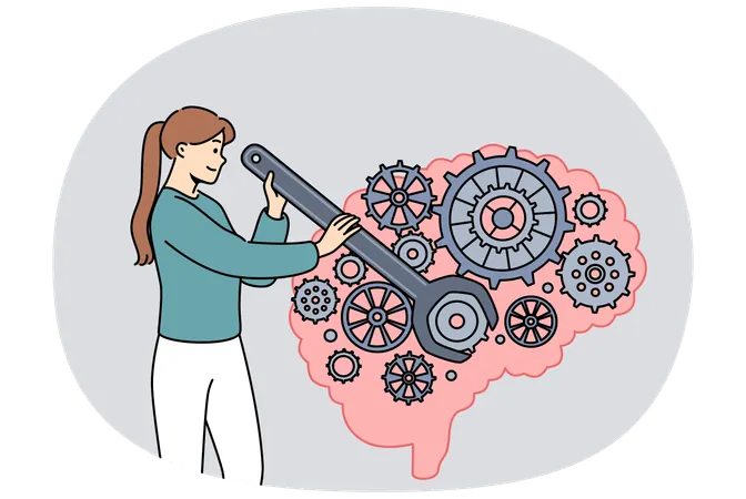 Woman developing brain  Illustration