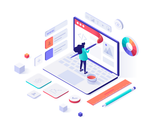Woman Developing color editor  Illustration