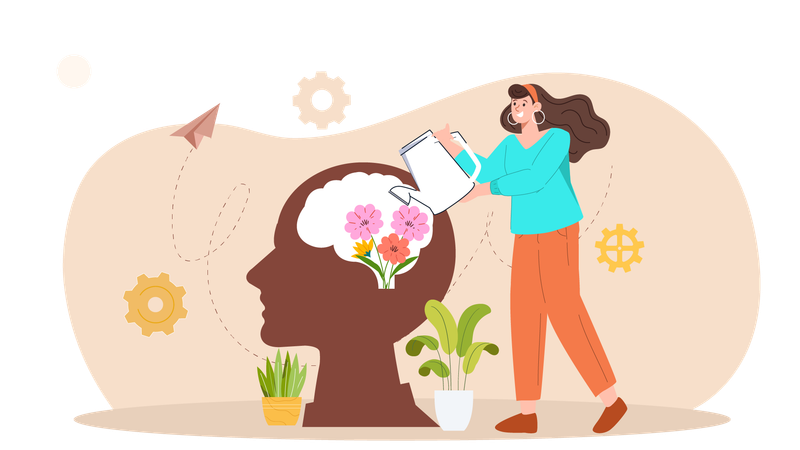 Woman developing mind  Illustration