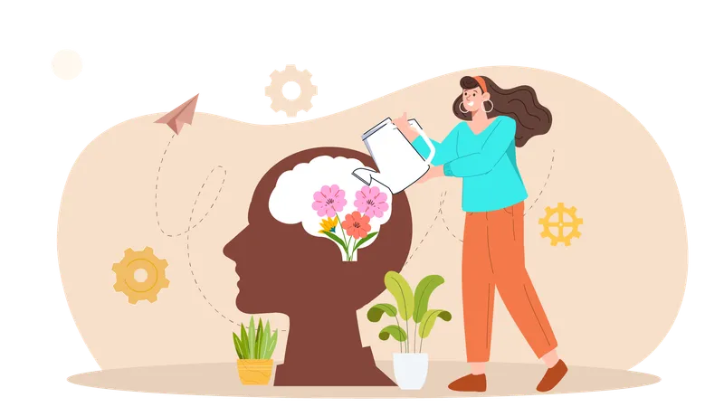 Woman developing mind  Illustration