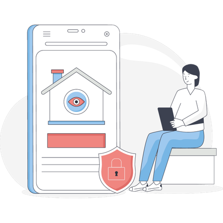 Woman Development Home Security App  Illustration