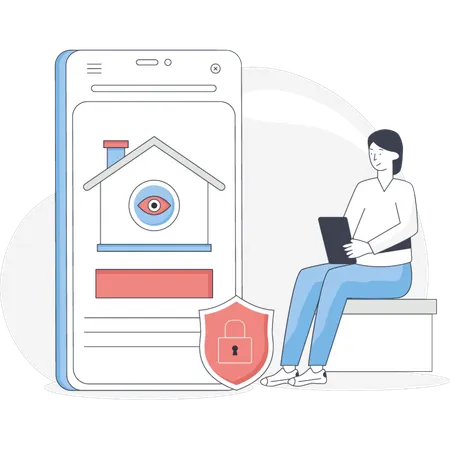 Woman Development Home Security App  Illustration