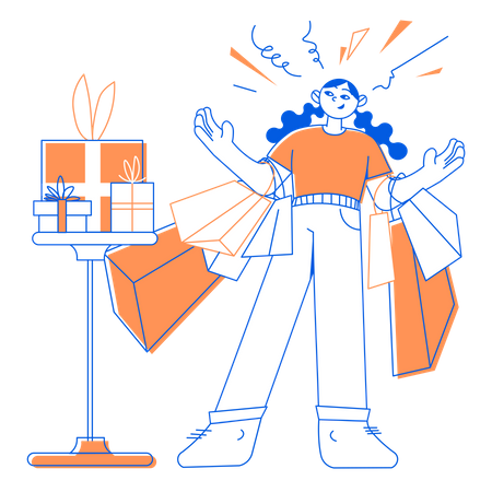 Woman did her shopping at the store  Illustration