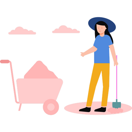 Woman digging  Illustration