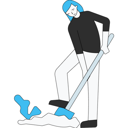 Woman digging in field with shovel Illustration