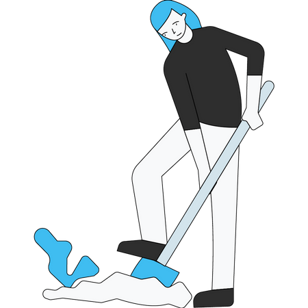 Woman digging in field with shovel  Illustration