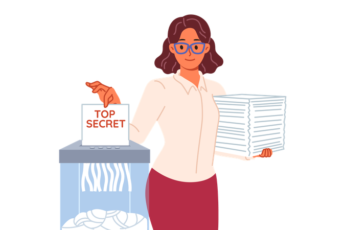Woman disclosing top secret information  Illustration