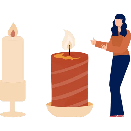 Woman discussing about generic candles  Illustration