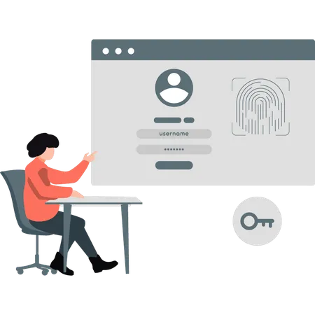 Woman discussing about user finger print  Illustration