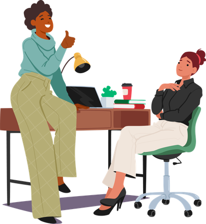 Woman Discussion With Colleague In Office  일러스트레이션