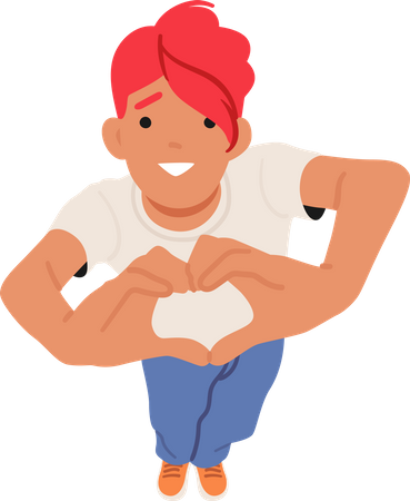 Woman Displaying Heart Gesture Top View  Illustration