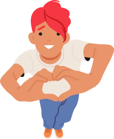 Woman Displaying Heart Gesture Top View  Illustration