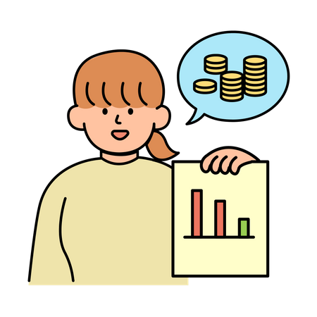 Woman Displaying Reduced Electricity Bill  Illustration