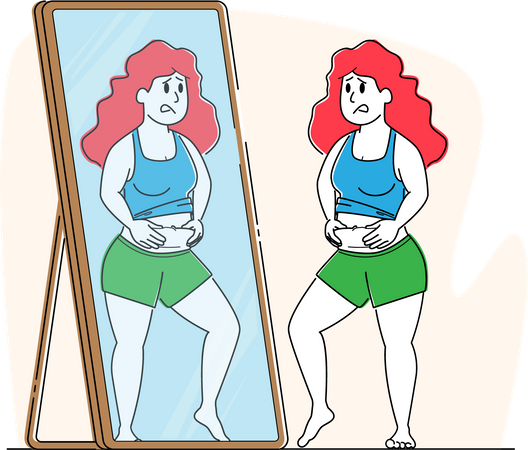 Woman Dissatisfied with her Figure  Illustration