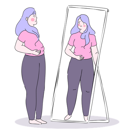 Woman Dissatisfied with her Figure  Illustration