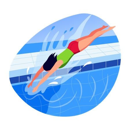 Woman diving into swimming pool  Illustration
