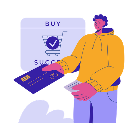 Woman do card payment for shopping Illustration
