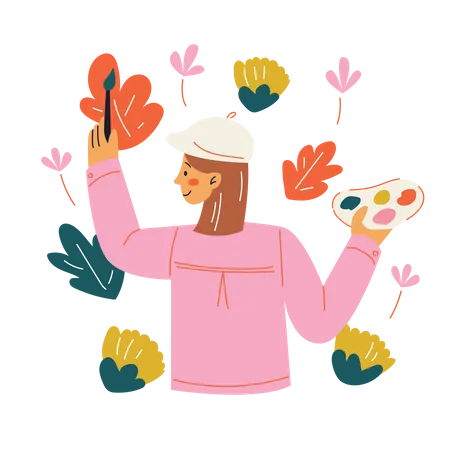 Woman do creative things Illustration