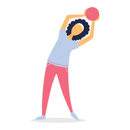 Woman do exercise with weight ball  Illustration