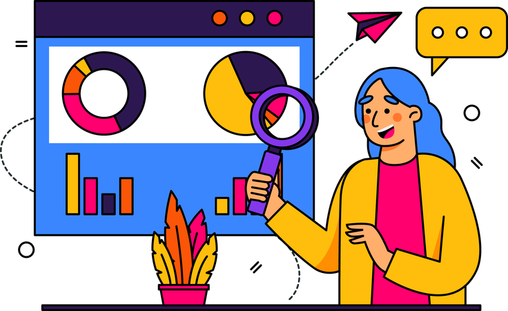 Woman do Market Research  Illustration