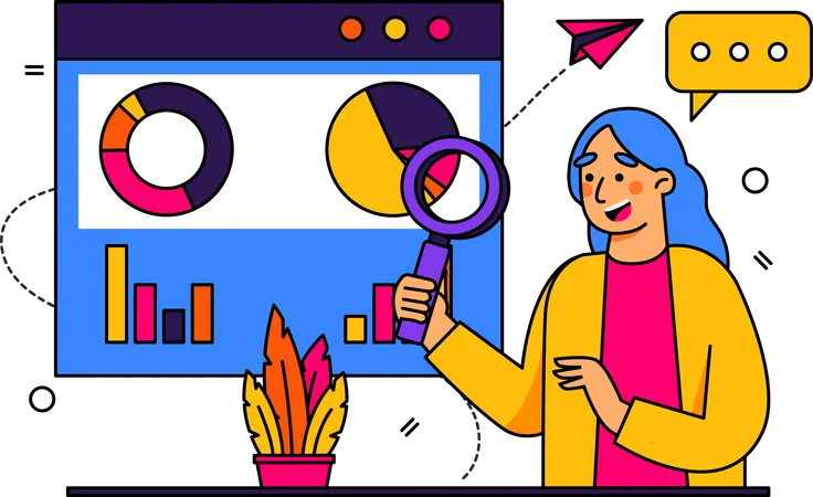 Woman do Market Research  Illustration