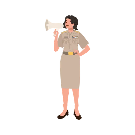 Woman do marketing using megaphone  Illustration