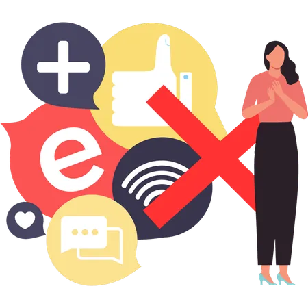 Woman do not use wifi network  Illustration