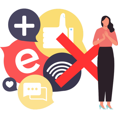 Woman do not use wifi network  Illustration