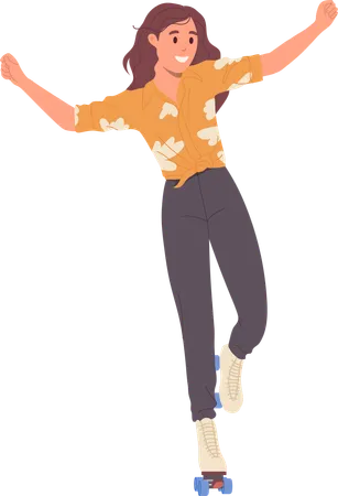 Woman do roller skating  Illustration