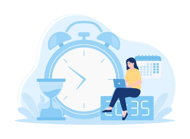 Woman Do Time Scheduling Trending Concept Flat Illustration Illustration