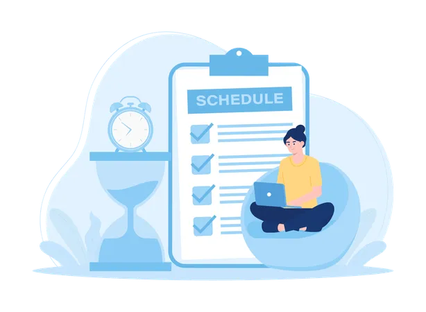 Scheduling Working Hours Trending Concept Flat Illustration Illustration