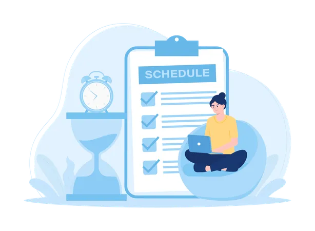 Woman do time scheduling  Illustration