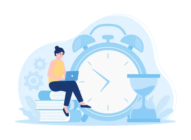 Woman do time scheduling  Illustration