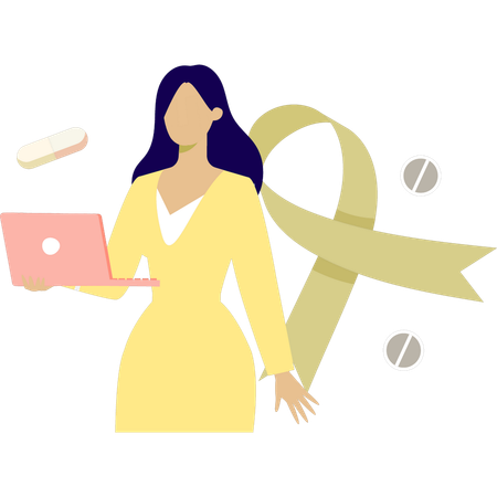 Woman Doctor checking aids medicine  Illustration