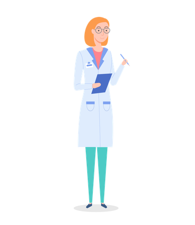 Woman doctor holding a clip board  Illustration