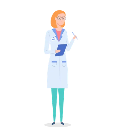 Woman Doctor Holding A Clip Board Isolated On White Female Character Wearing Medical Clothes Goes To Meet The Patient In Clinic Medical Worker In A Doctor S Suit With An Appointment Sheet In Hands Illustration