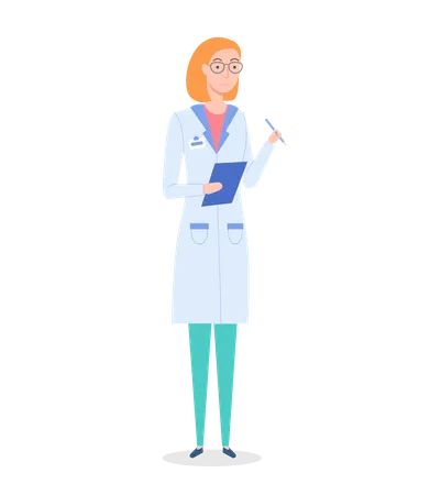 Woman doctor holding a clip board  Illustration