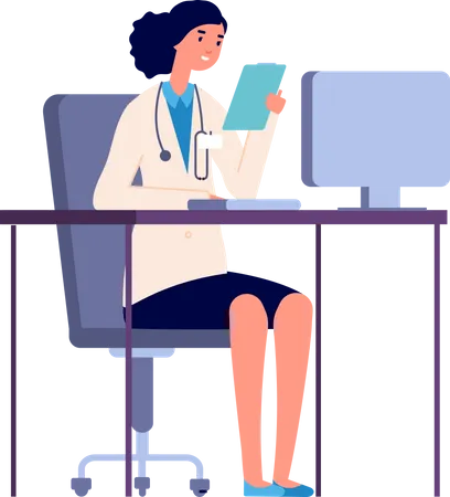 Woman doctor holding patient report  Illustration