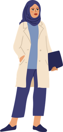 Woman doctor holding patient report  Illustration