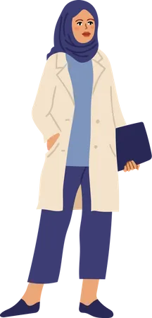 Woman doctor holding patient report  Illustration