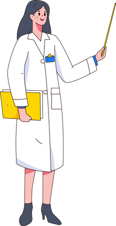 Woman doctor holding report and explaining something  Illustration