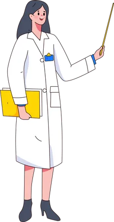 Woman doctor holding report and explaining something  Illustration