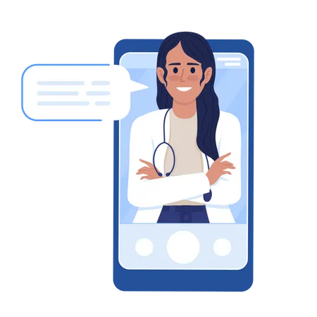Woman doctor in smartphone Illustration