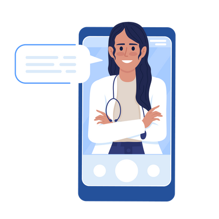 Woman doctor in smartphone  Illustration