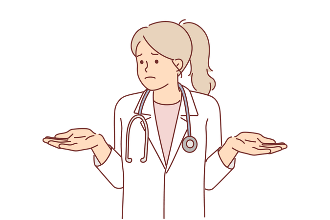 Woman doctor spreads hands  Illustration